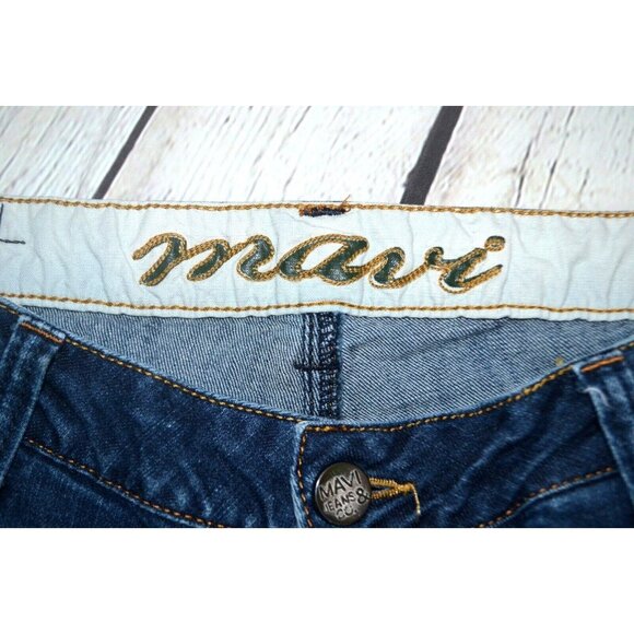 MAVI JEANS Women's Vanessa Mid Rise Straight Jeans SIZE 32/32 Dark Wash Distress - Picture 7 of 9